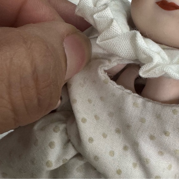 Vintage Jointed Bisque Baby Doll with Handmade Bonnet and Clothes Made in Taiwan - Picture 4 of 14